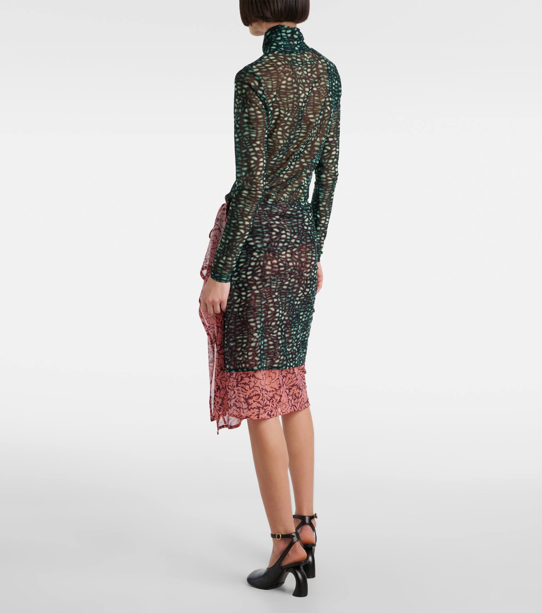 Printed draped midi skirt - 3
