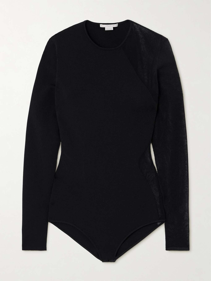Miracle stretch-knit and cotton-blend bodysuit Black 1