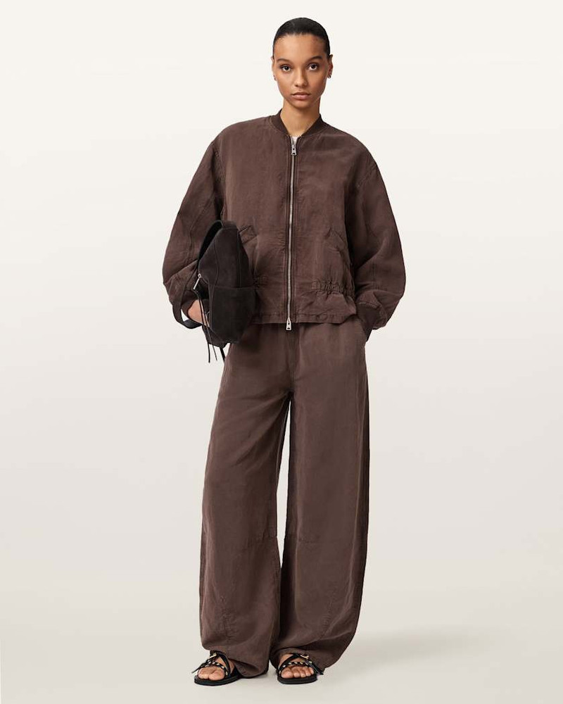 ALLSAINTS JETT WIDE LEG LINEN BLEND PANTS outlook