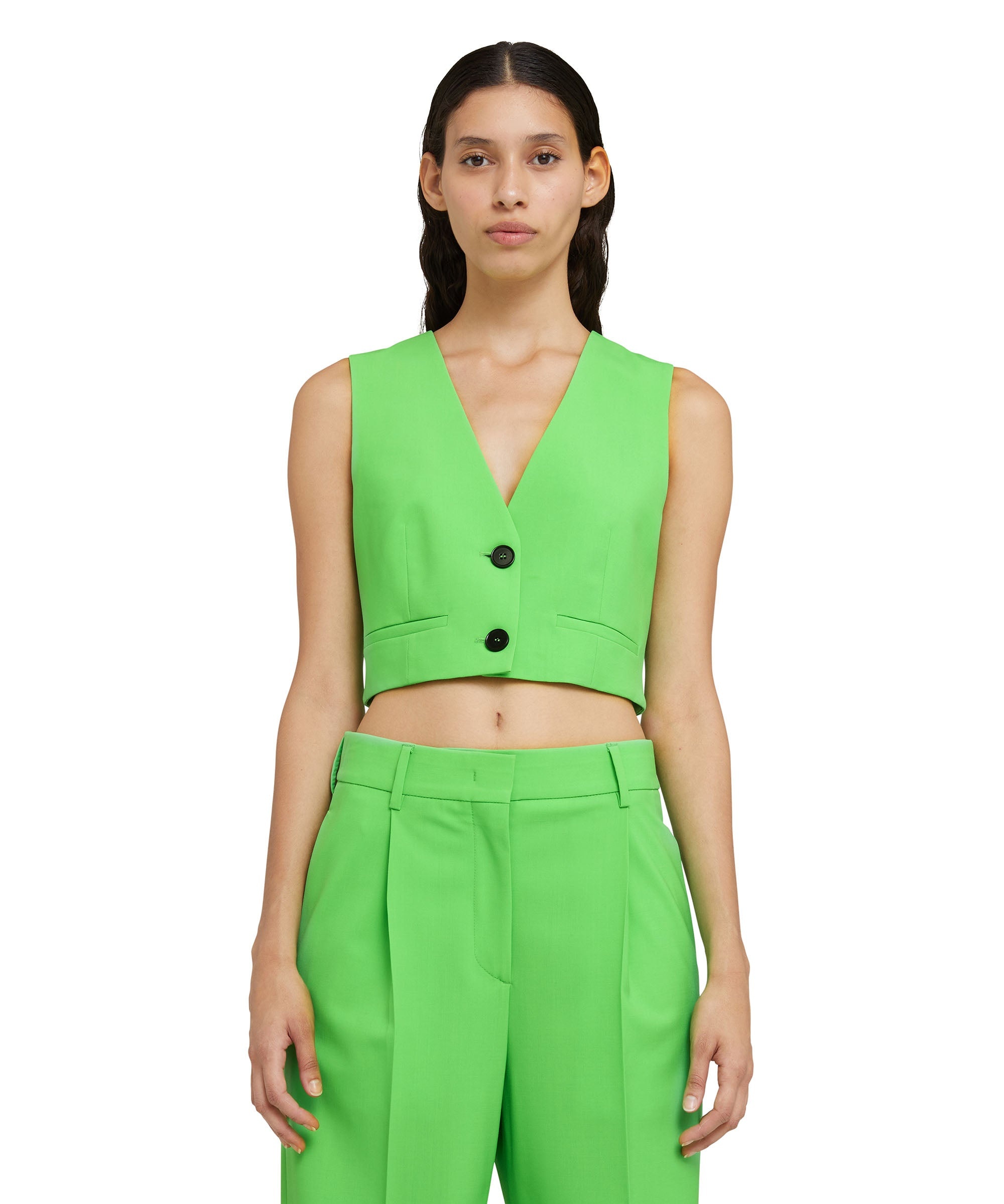 Solid color lightweight wool crop vest - 1