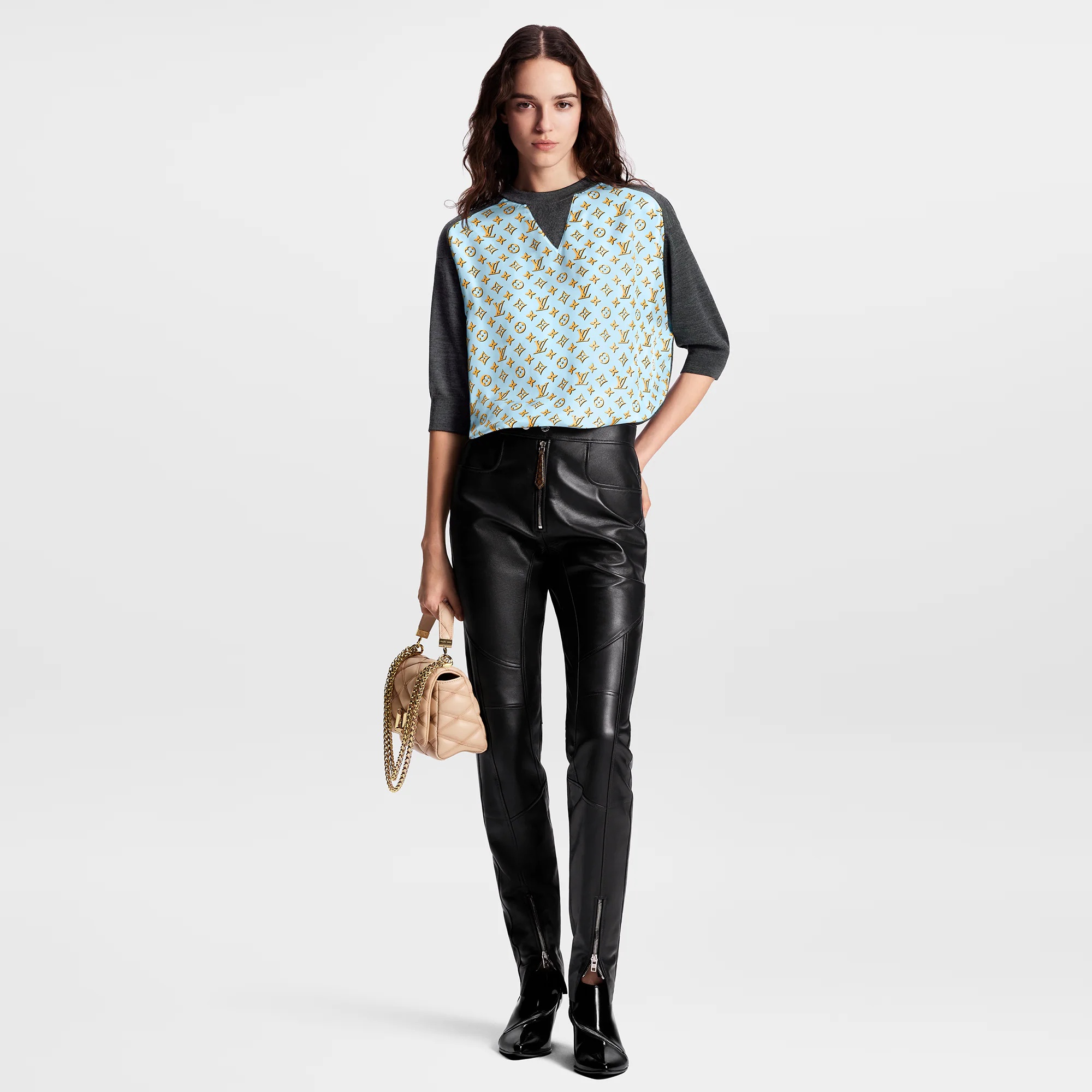 3D Monogram Insert Knit Top - 4