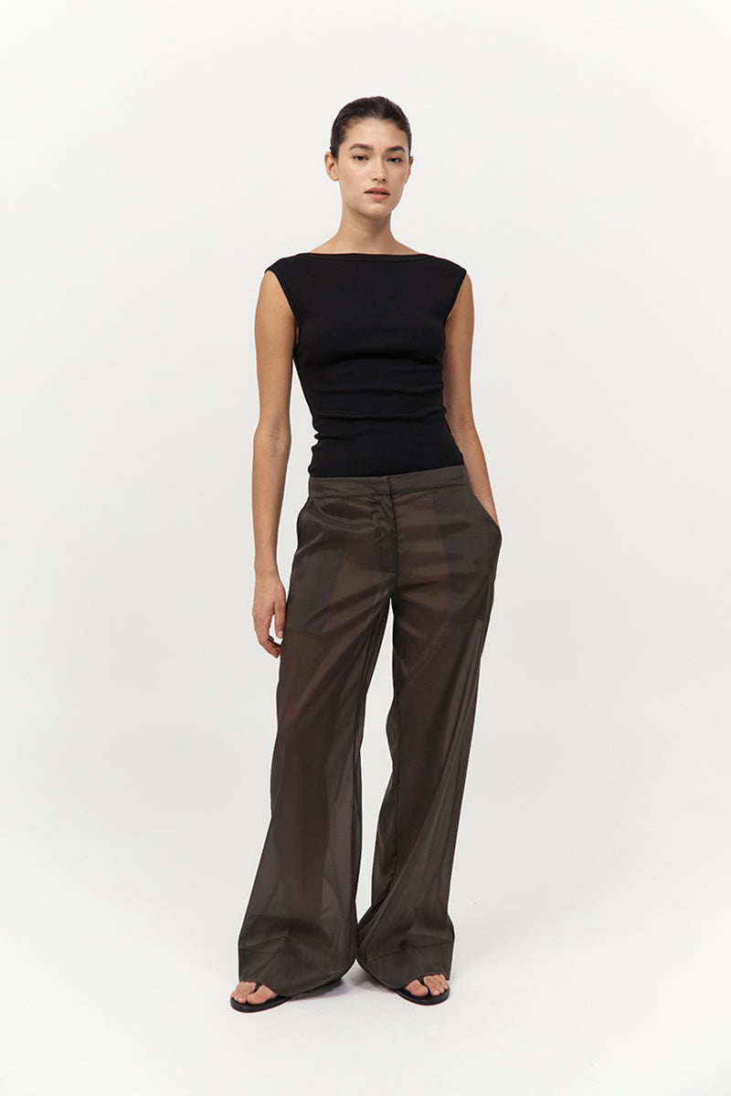 Tailored Transparent Pants - Black Olive - 5