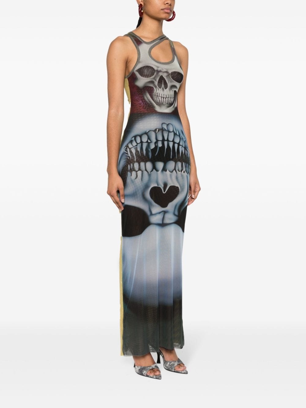 skull-print mesh dress - 3