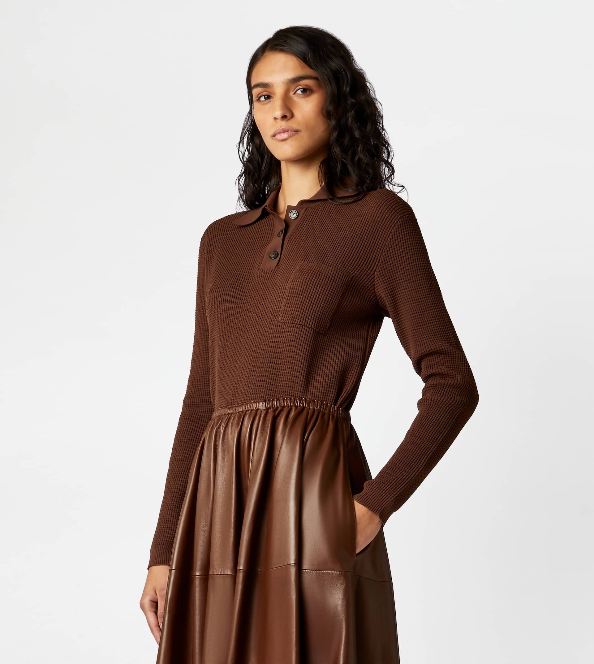 POLO SHIRT IN KNIT - BROWN - 2