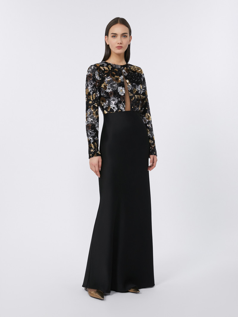 Max Mara LASTRA Embroidered tulle and enver satin dress outlook