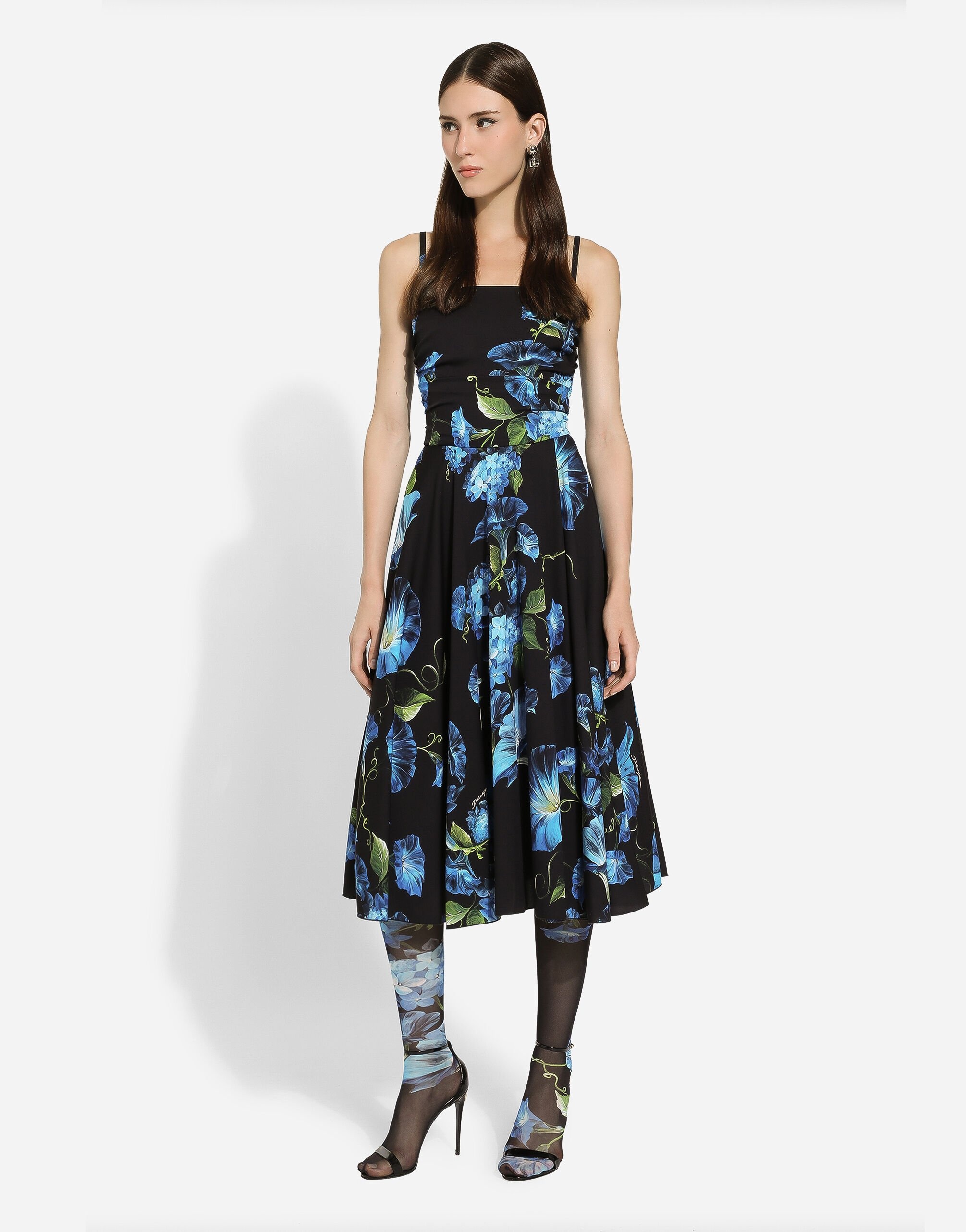 Strapless charmeuse dress with bluebell print - 2