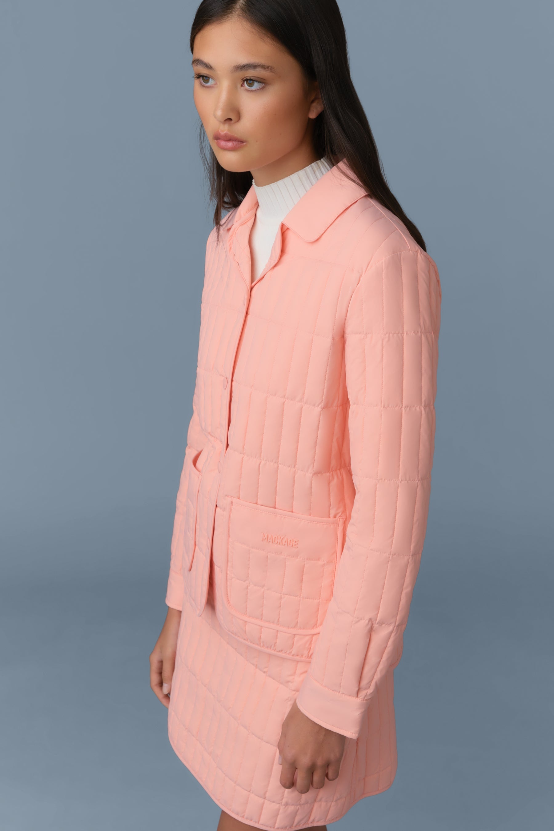 SIAN Vertical Quilted Jacket with Spread Collar - 5