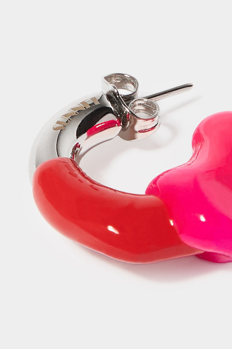 SUNNEI MINI RUBBERIZED EARRINGS SILVER / rubin & fuchsia outlook