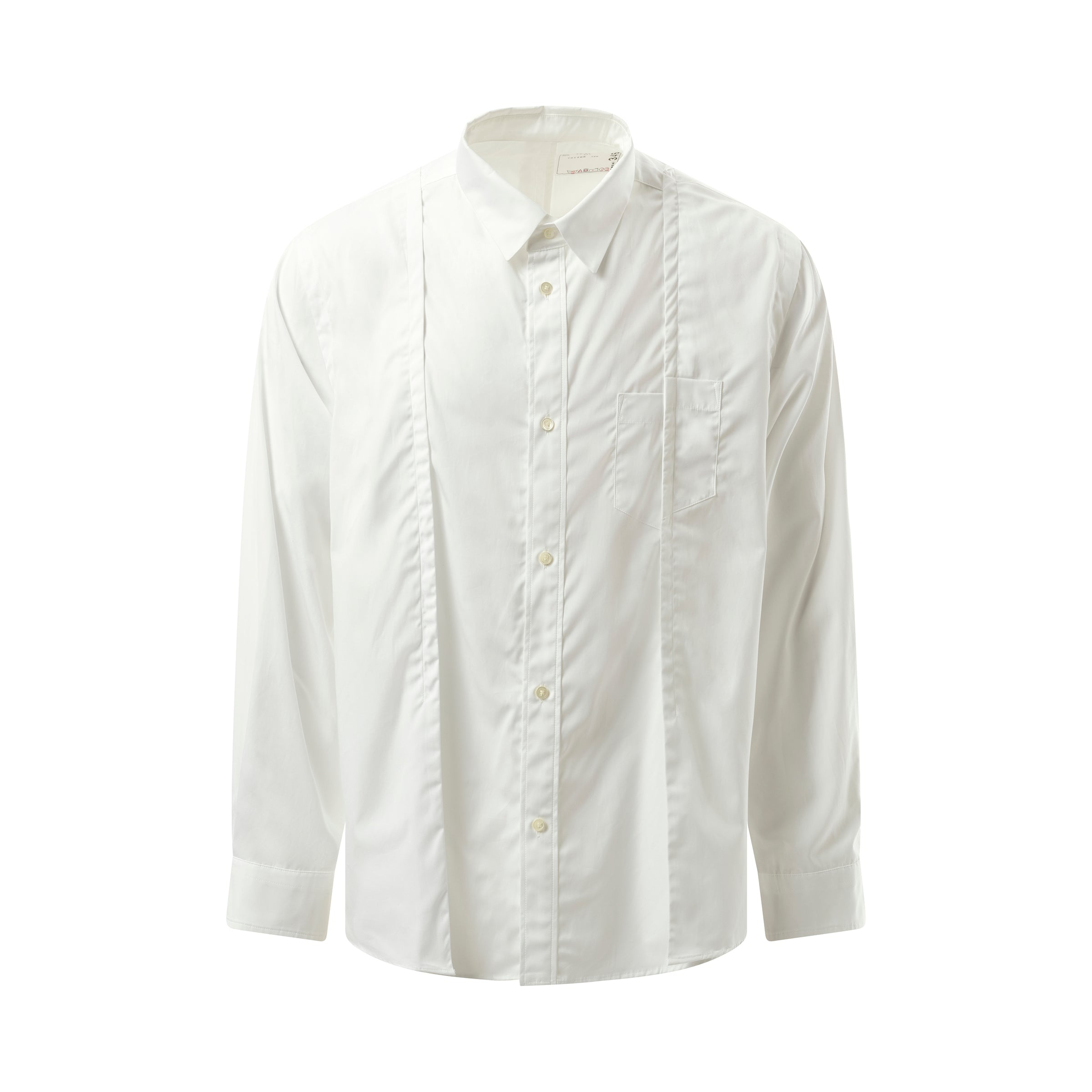 sacai Cotton Poplin Pleated Shirt in Off White | REVERSIBLE