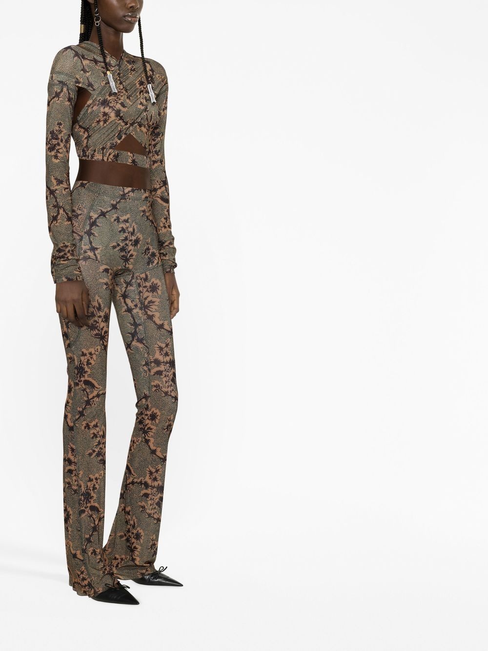 Halycon semi-sheer printed leggings - 4