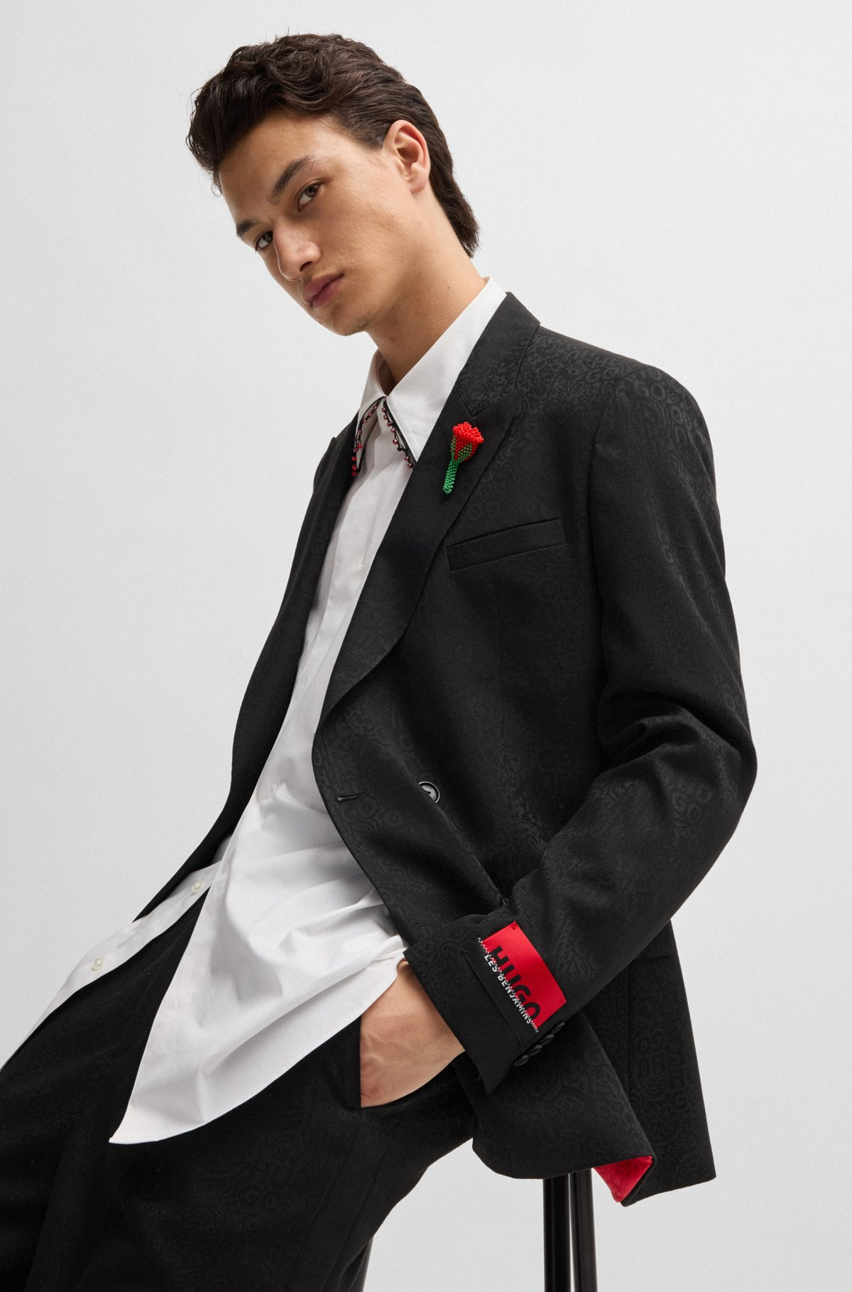 HUGO X LES BENJAMINS MODERN-FIT JACKET IN JACQUARD FABRIC - 6