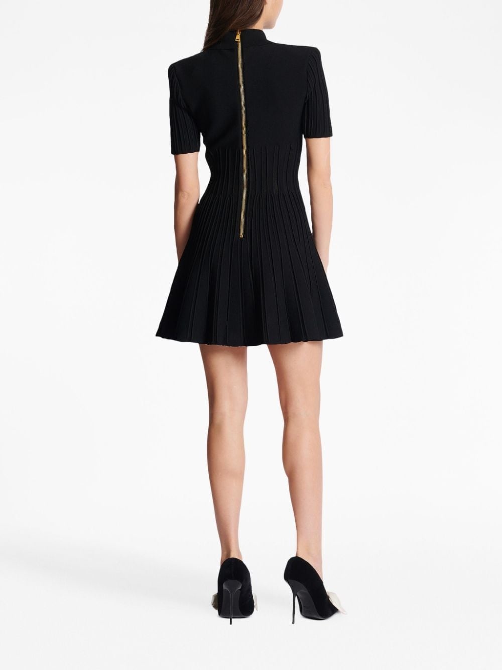 flared ribbed-knit minidress - 4