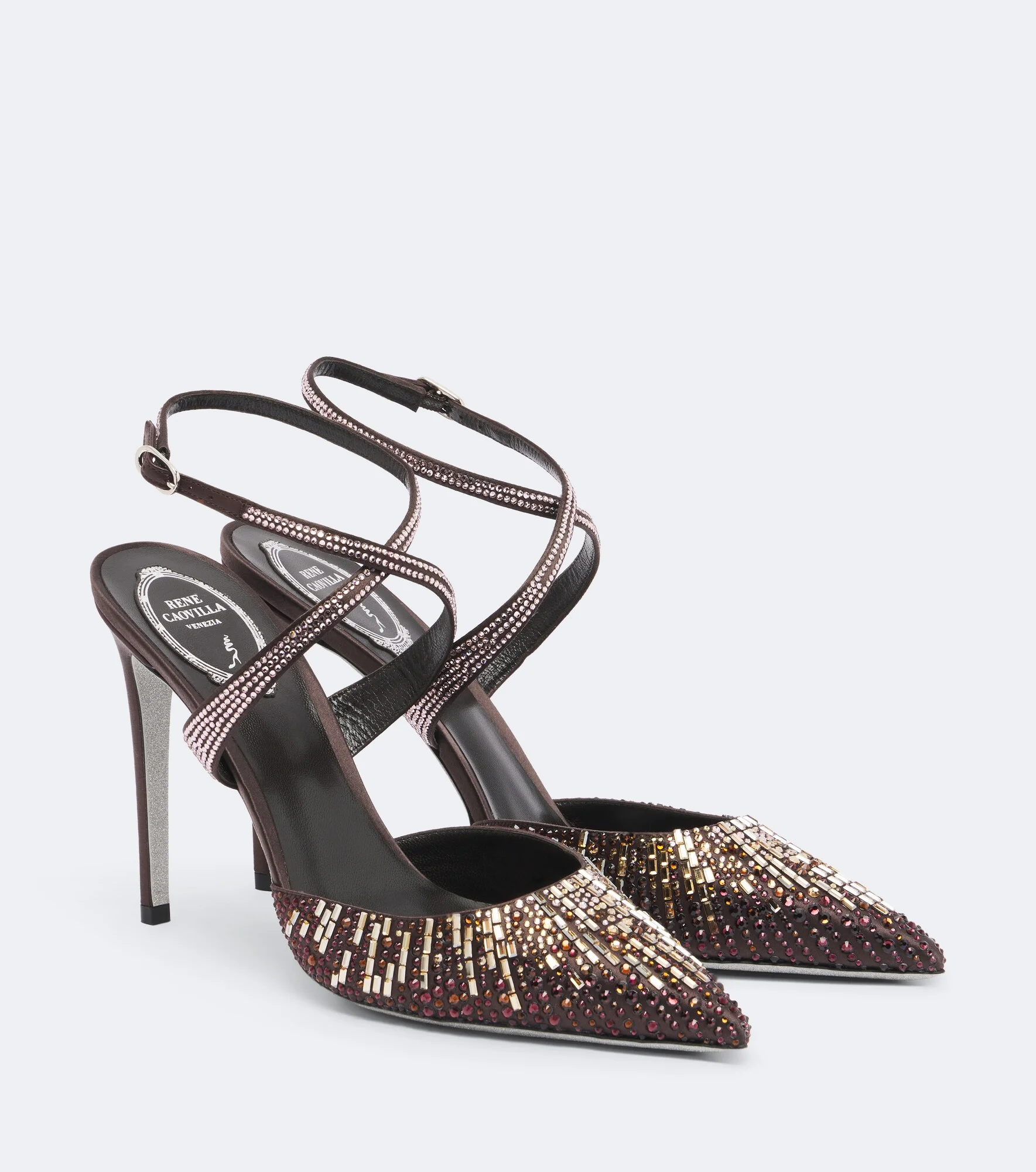 Swarovski®-embellished satin pumps - 1