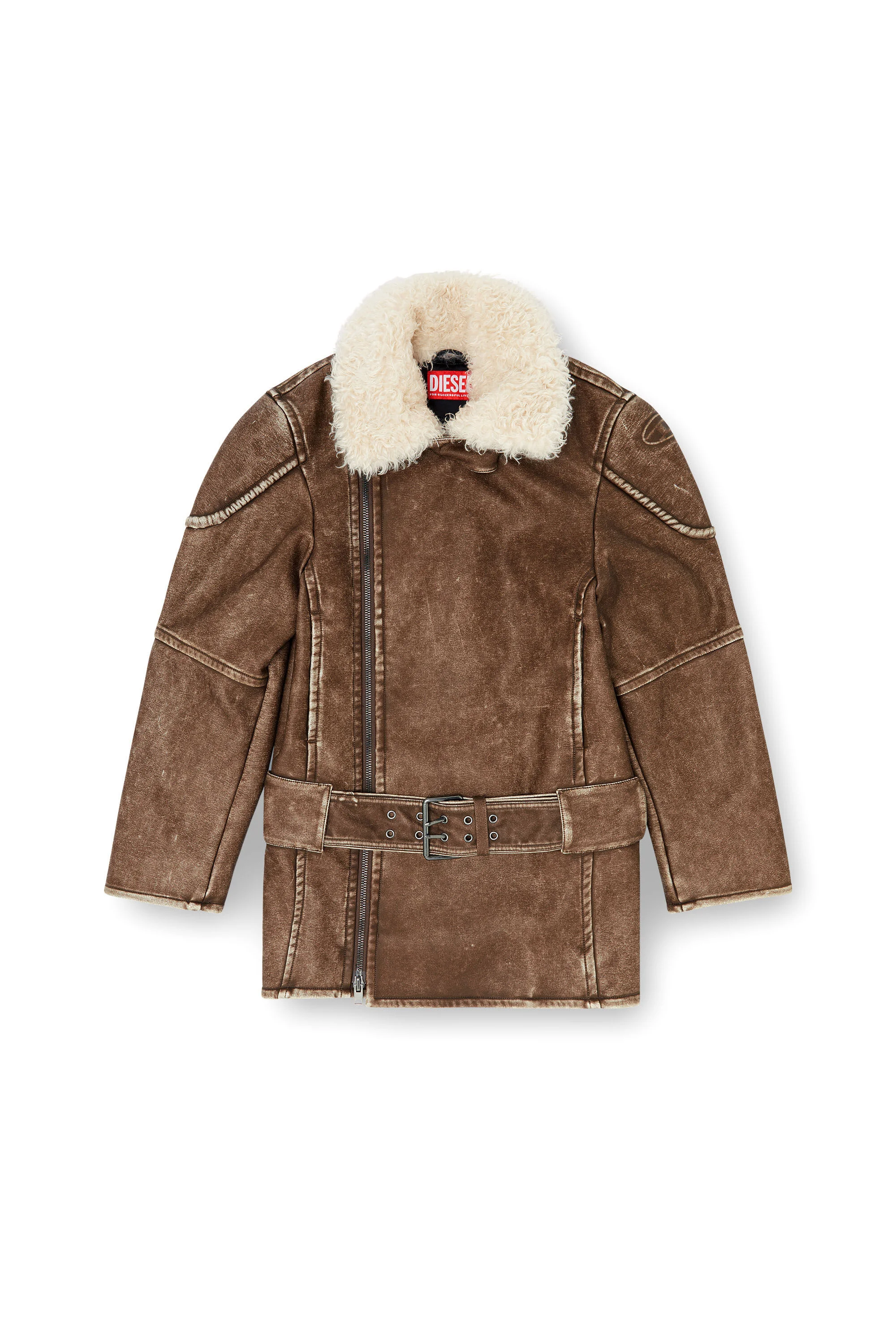 DOUBLE-BREASTED AVIATOR-BIKER COAT - 1