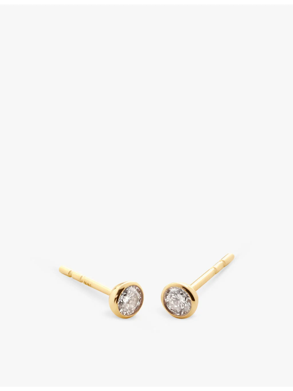 Solitaire 18ct Yellow Gold-Plated Vermeil Sterling-Silver And 0.082ct Brilliant-Cut Lab-Grown Diamon - 1