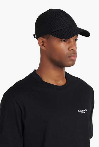 Balmain Satiny black cap with Balmain monogram outlook