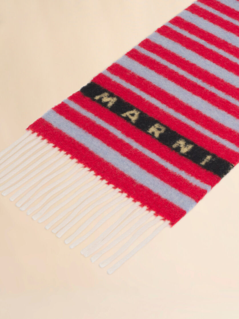 RED ALPACA AND WOOL SCARF WITH STRIPED PATTERN - 4