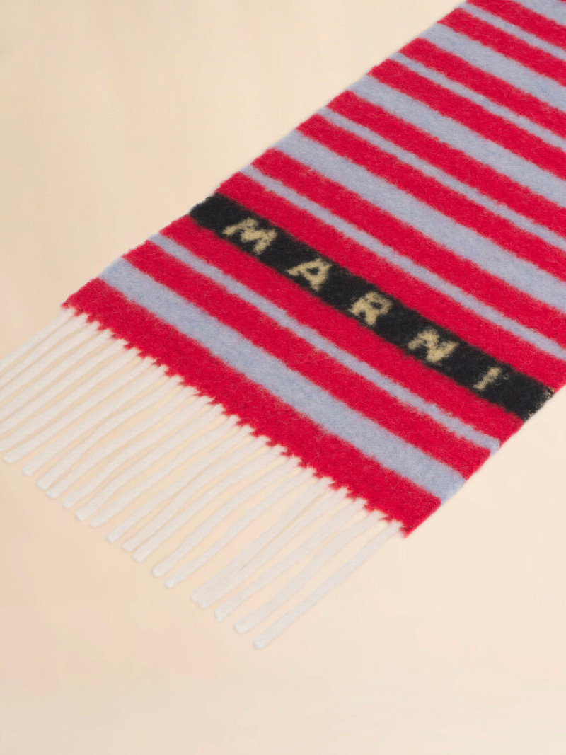 RED ALPACA AND WOOL SCARF WITH STRIPED PATTERN 4