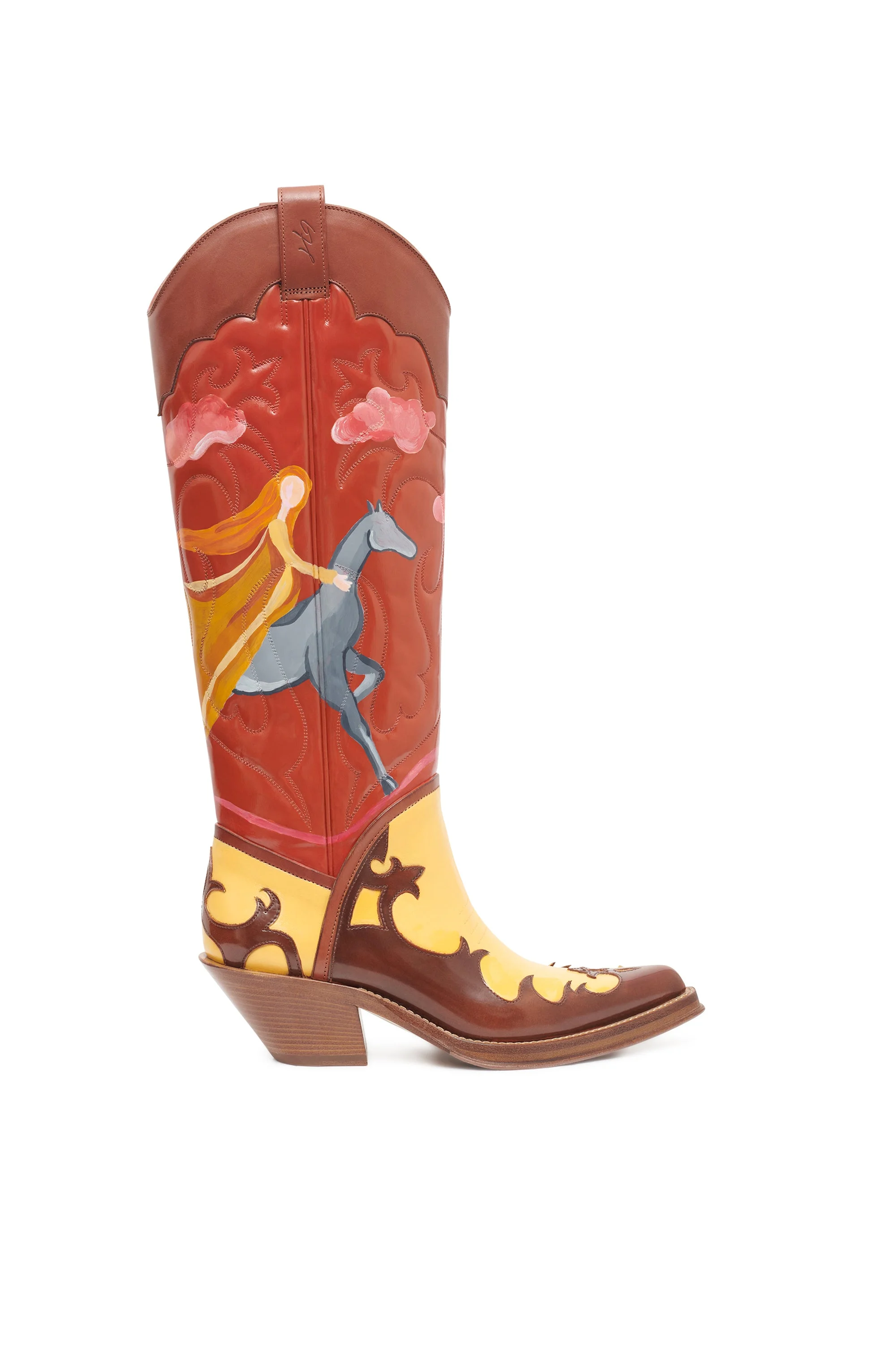 Hand Painted Capitana Cowboy Boot in Sunset Leather - 1