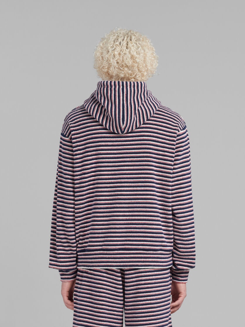 RED AND BLUE STRIPED TERRY HOODIE - 3