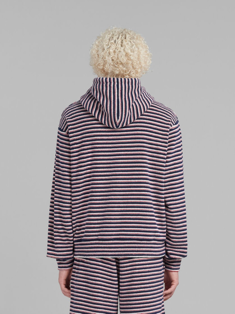 RED AND BLUE STRIPED TERRY HOODIE 3