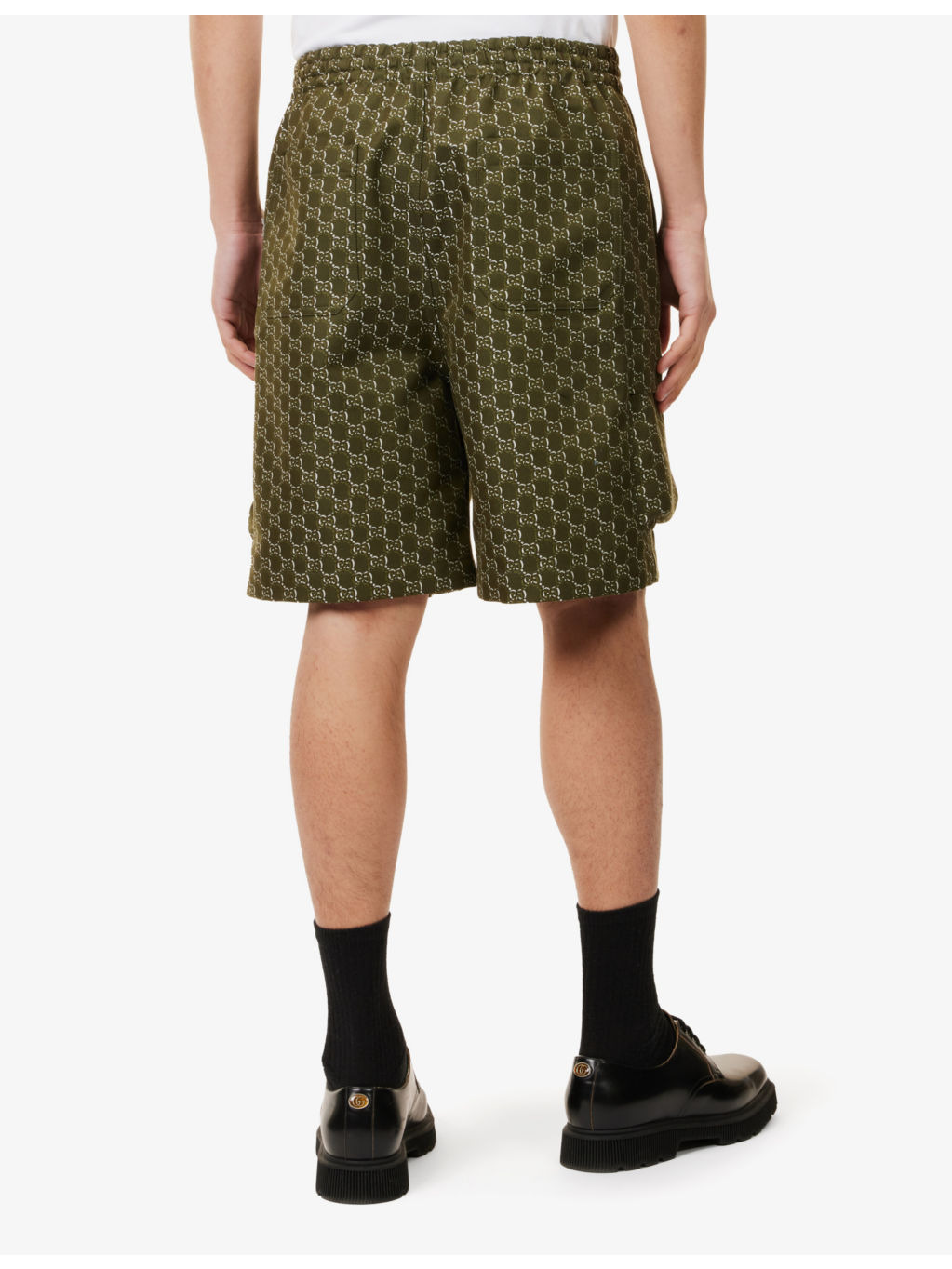 Regular-fit monogram-pattern cotton-jacquard shorts - 4