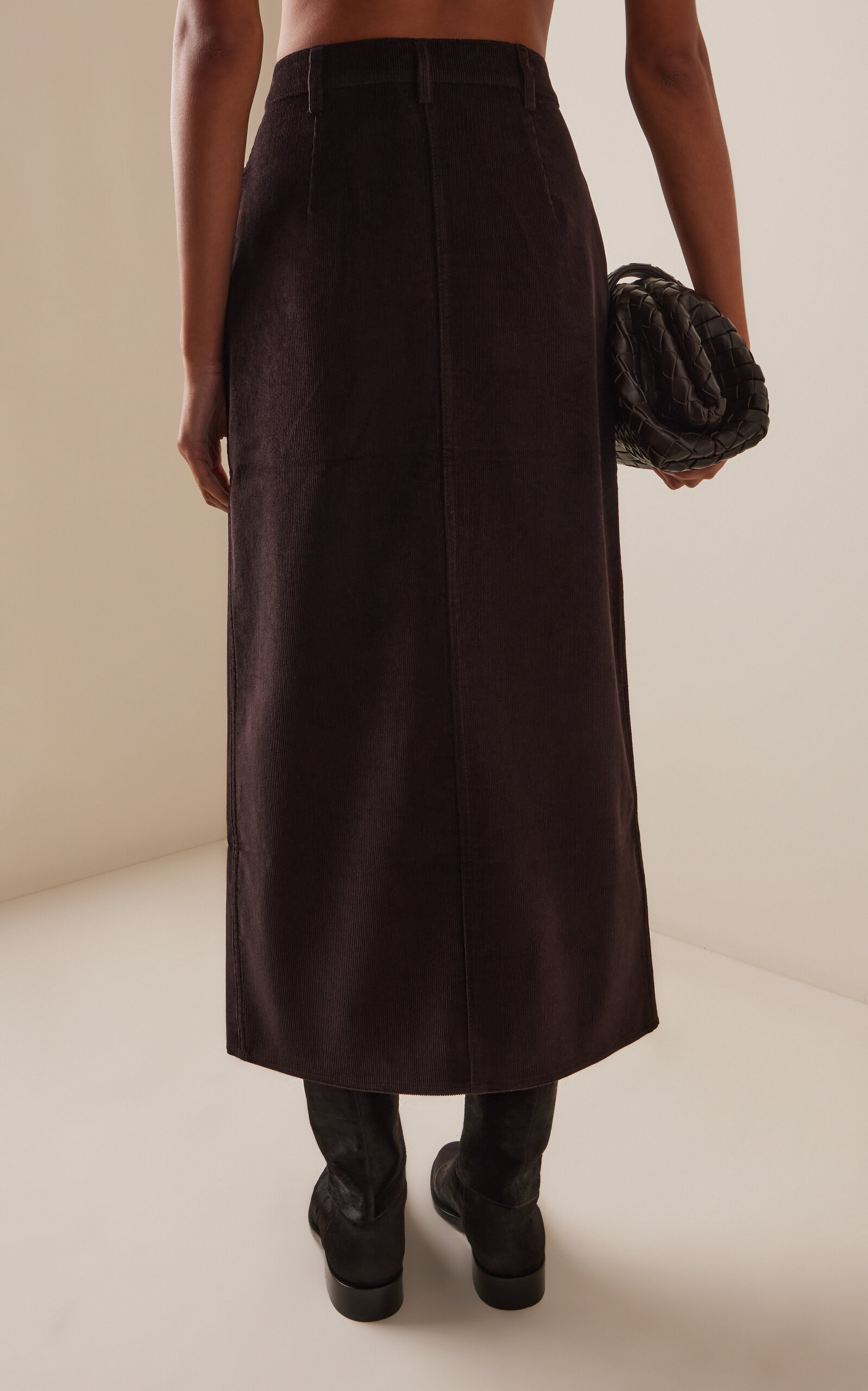 Cotton Corduroy Maxi Pencil Skirt brown - 4