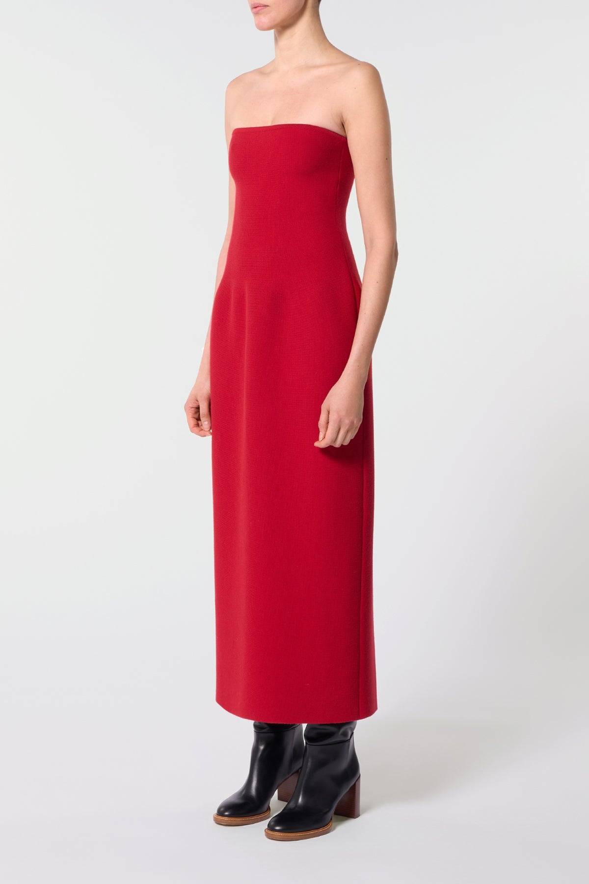 Immanuel Knit Dress in Scarlet Red Merino Wool - 3