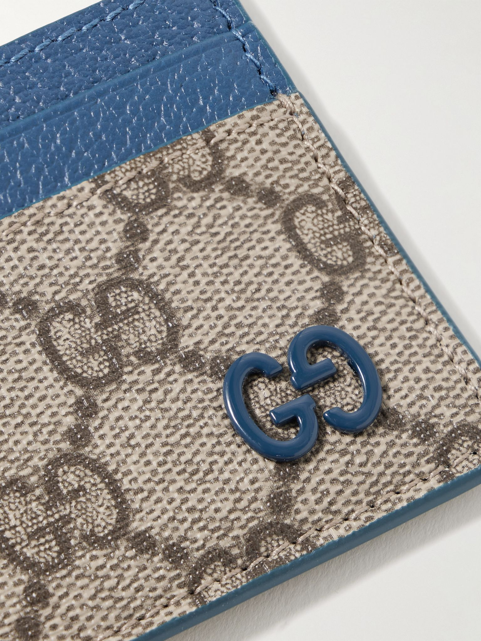 GG Supreme Monogrammed Coated-Canvas and Full-Grain Leather Cardholder Brown - 3