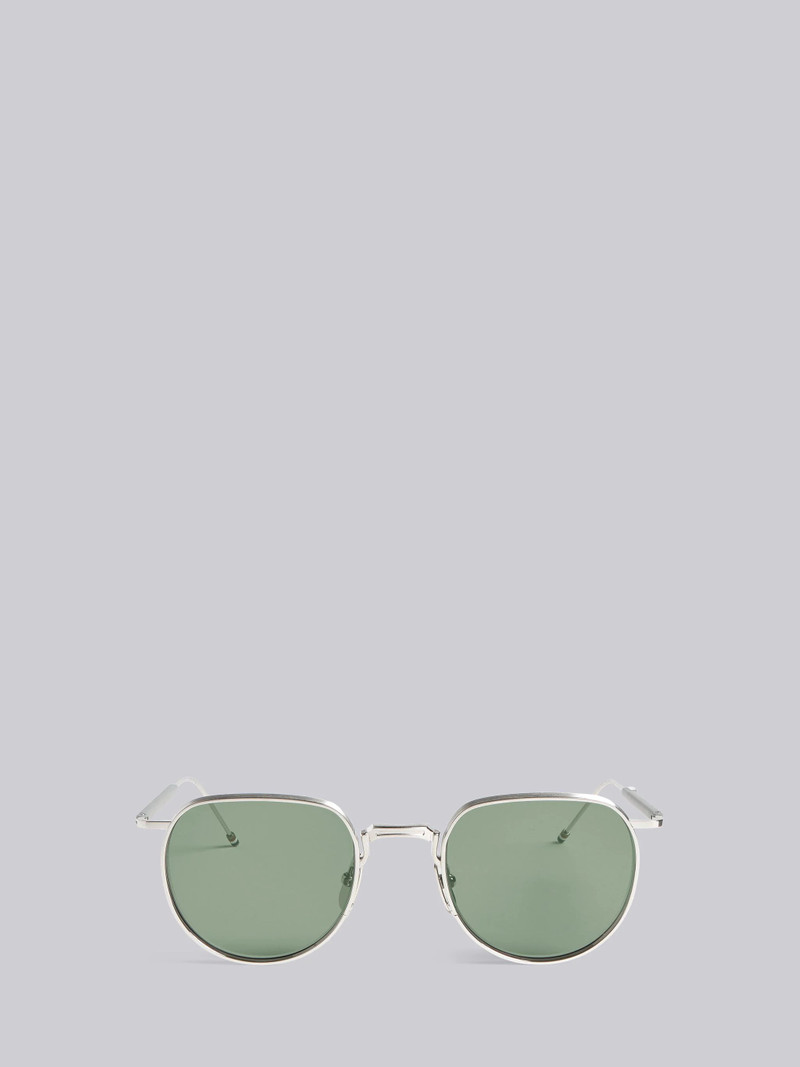 TB126 - Silver And Green Clubmaster Sunglasses 1