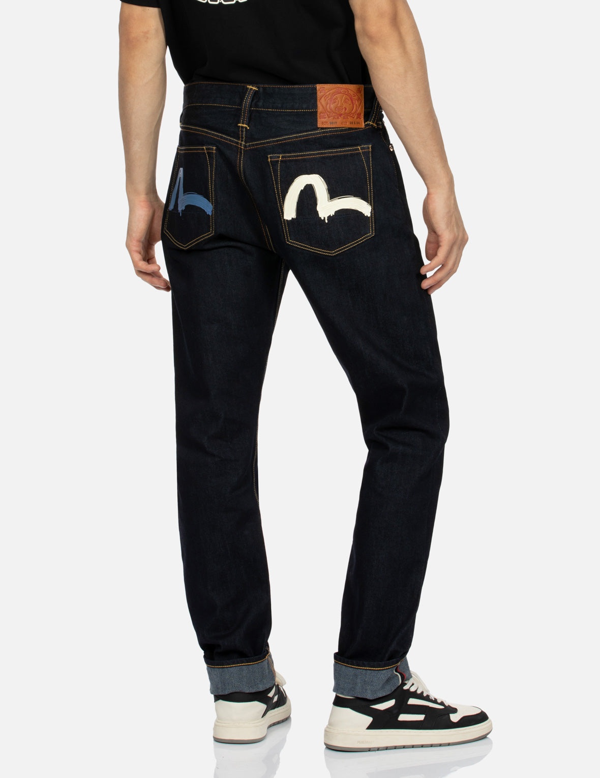 Brushstroke Seagull Print Carrot Fit Selvedge Denim Jeans #2017 - 7