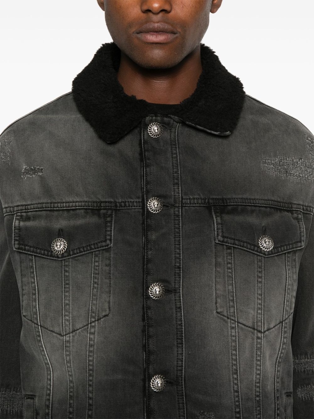 shearling-lining denim jacket - 5