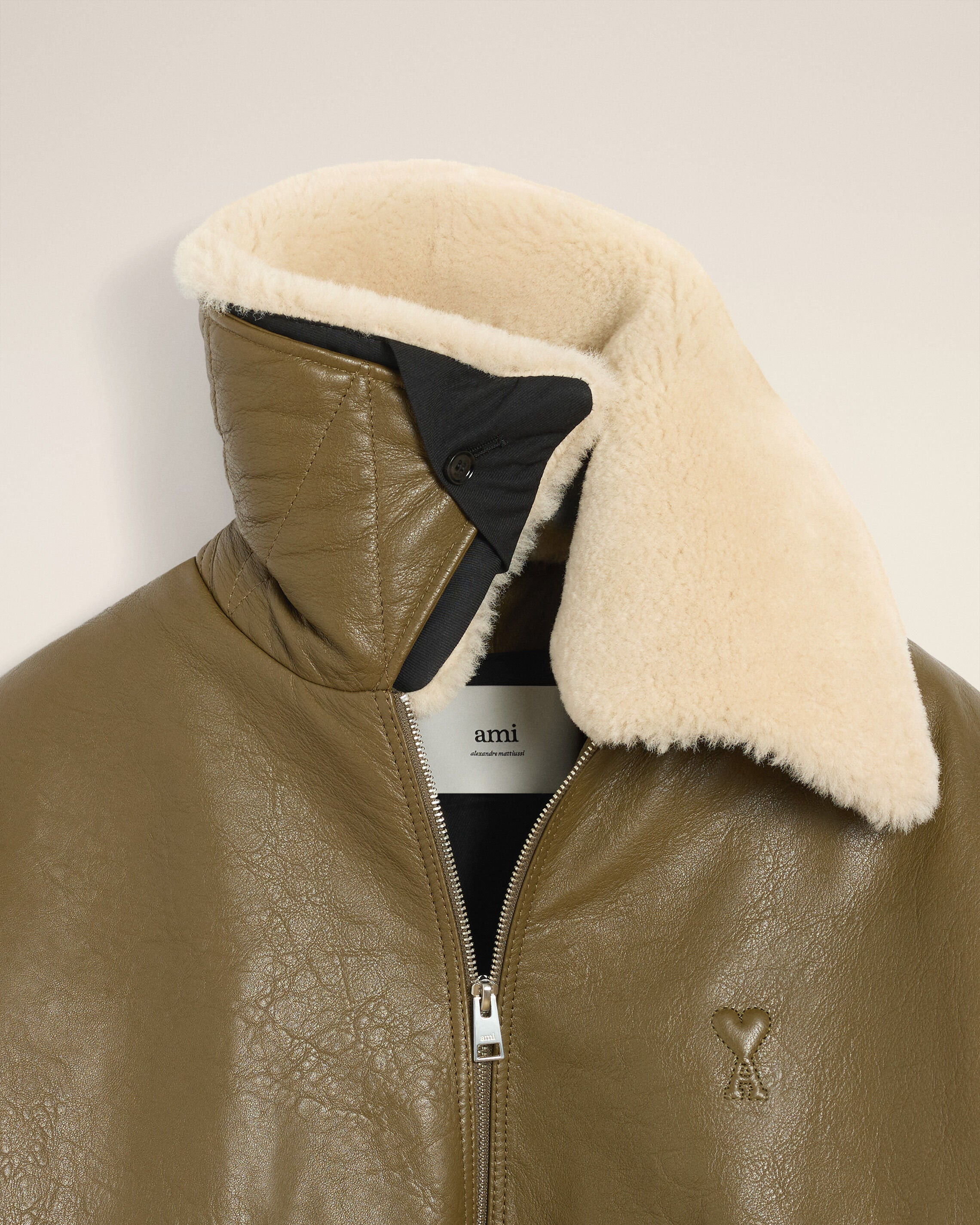 GREEN LEATHER ZIPPED JACKET - 7