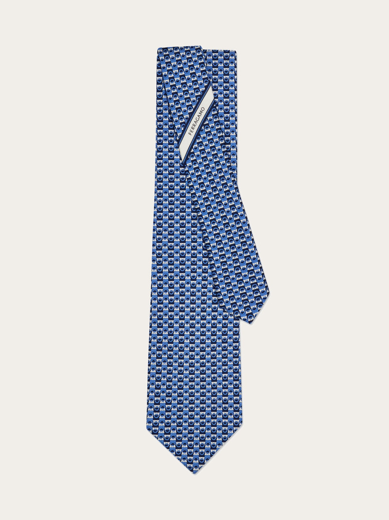 Gancini bicolor print silk tie 3