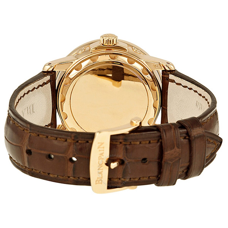 Blancpain Leman Moonphase Mother of Pearl Dial 18kt Rose Gold Brown Leather Diamond Ladies Watch 236 - 3