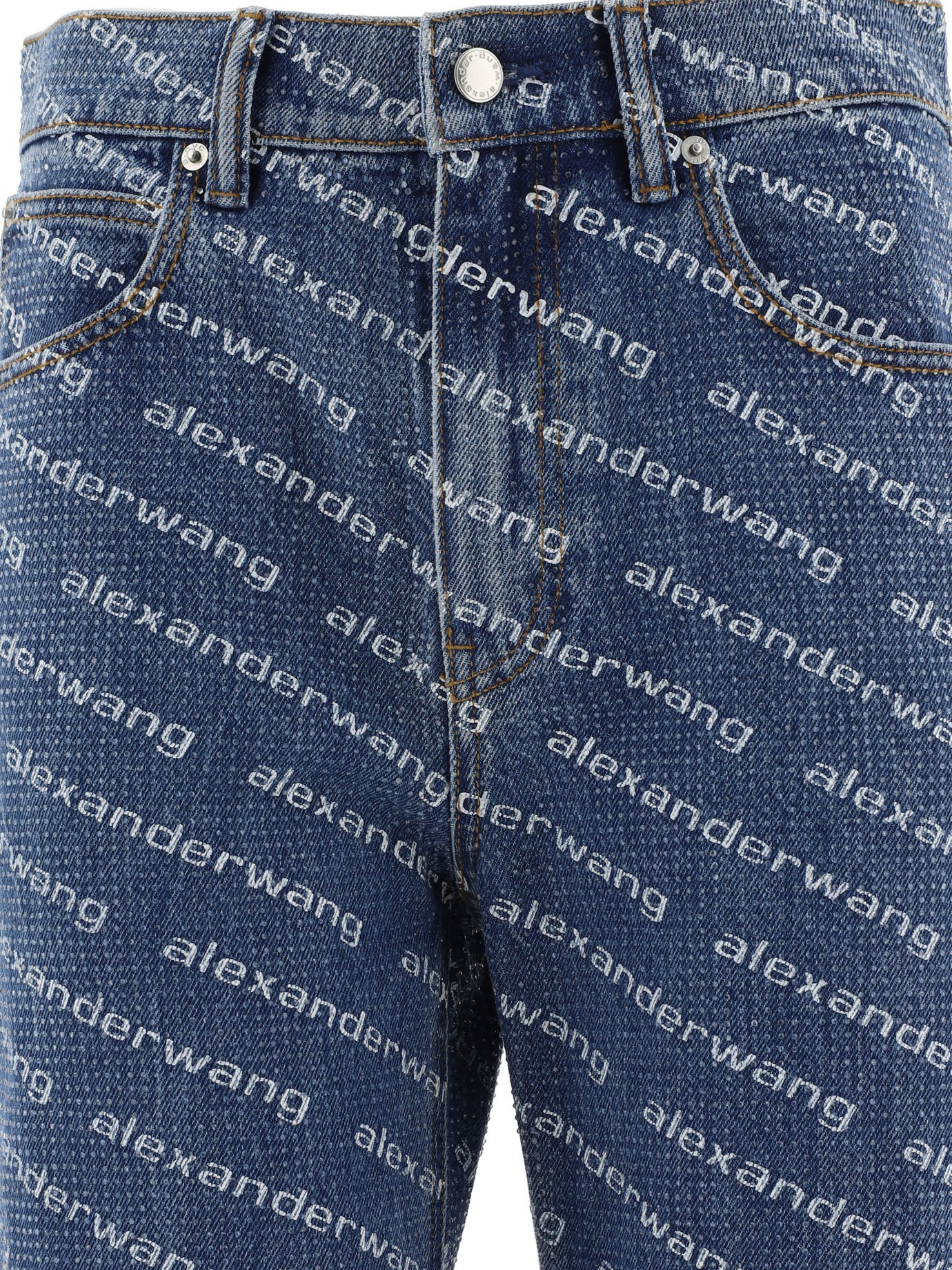 Alexander Wang Jeans With Logo Crystal Hotfix - 3