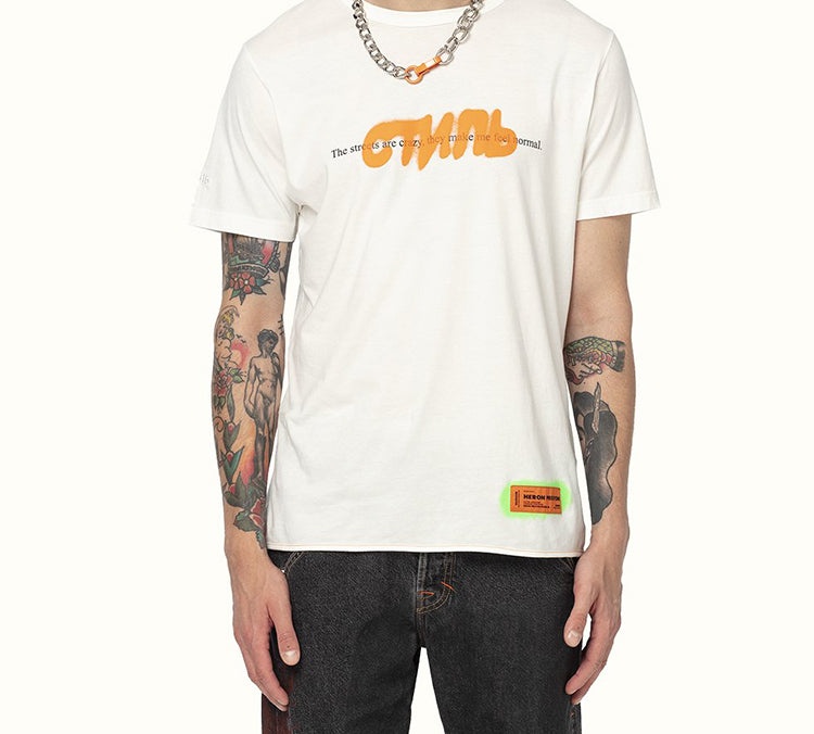HERON PRESTON CTNMB Spray Print T-shirt 'White' HMAA011S209140270188 - 3