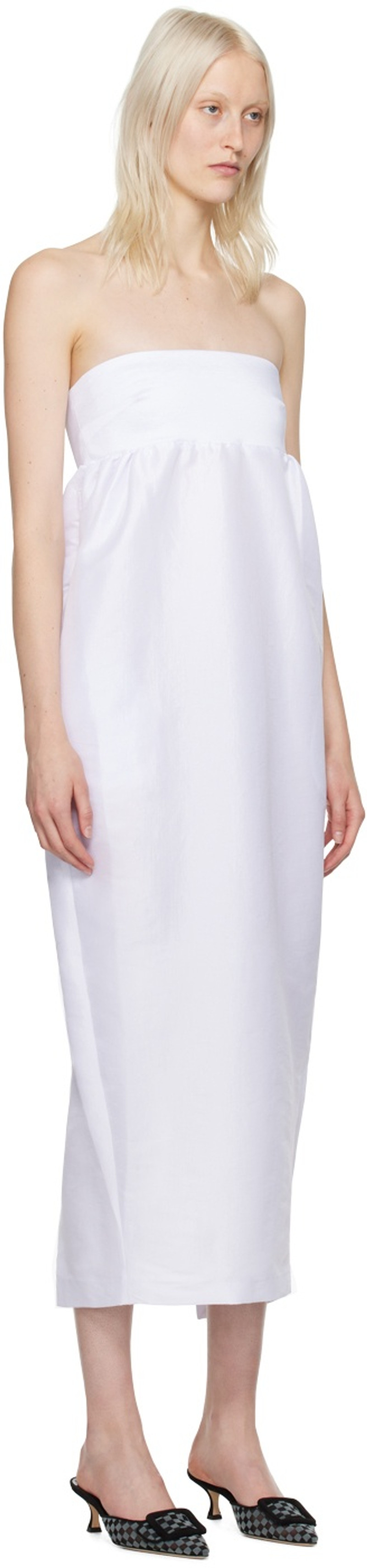 KIKA VARGAS SSENSE Exclusive White Rosetta Maxi Dress outlook