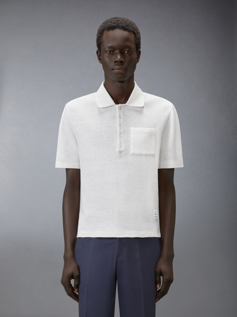 Thom Browne TEXTURED COTTON LINEN POLO outlook