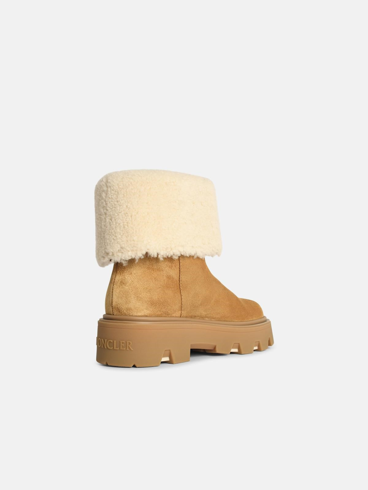 'AUREA' SUEDE ANKLE BOOTS AND BEIGE CAMEL SHEARLING - 3