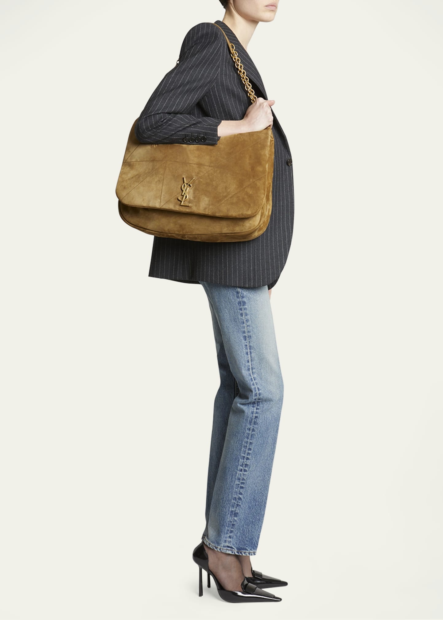 Jamie 4.3 Maxi YSL Shoulder Bag in Quilted Suede - 2