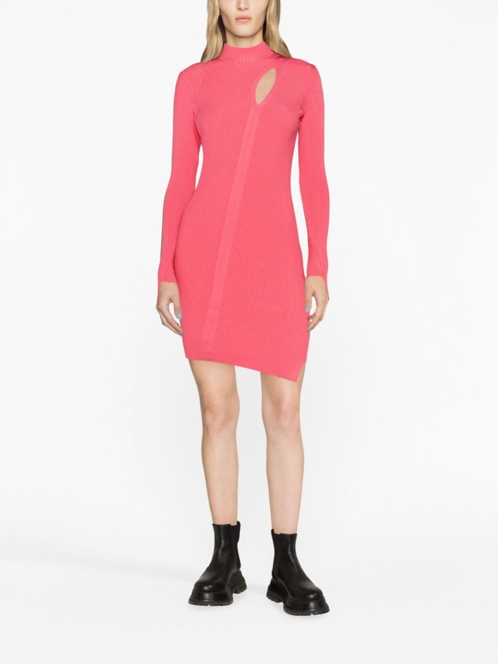 ribbed-knit slashed minidress - 2