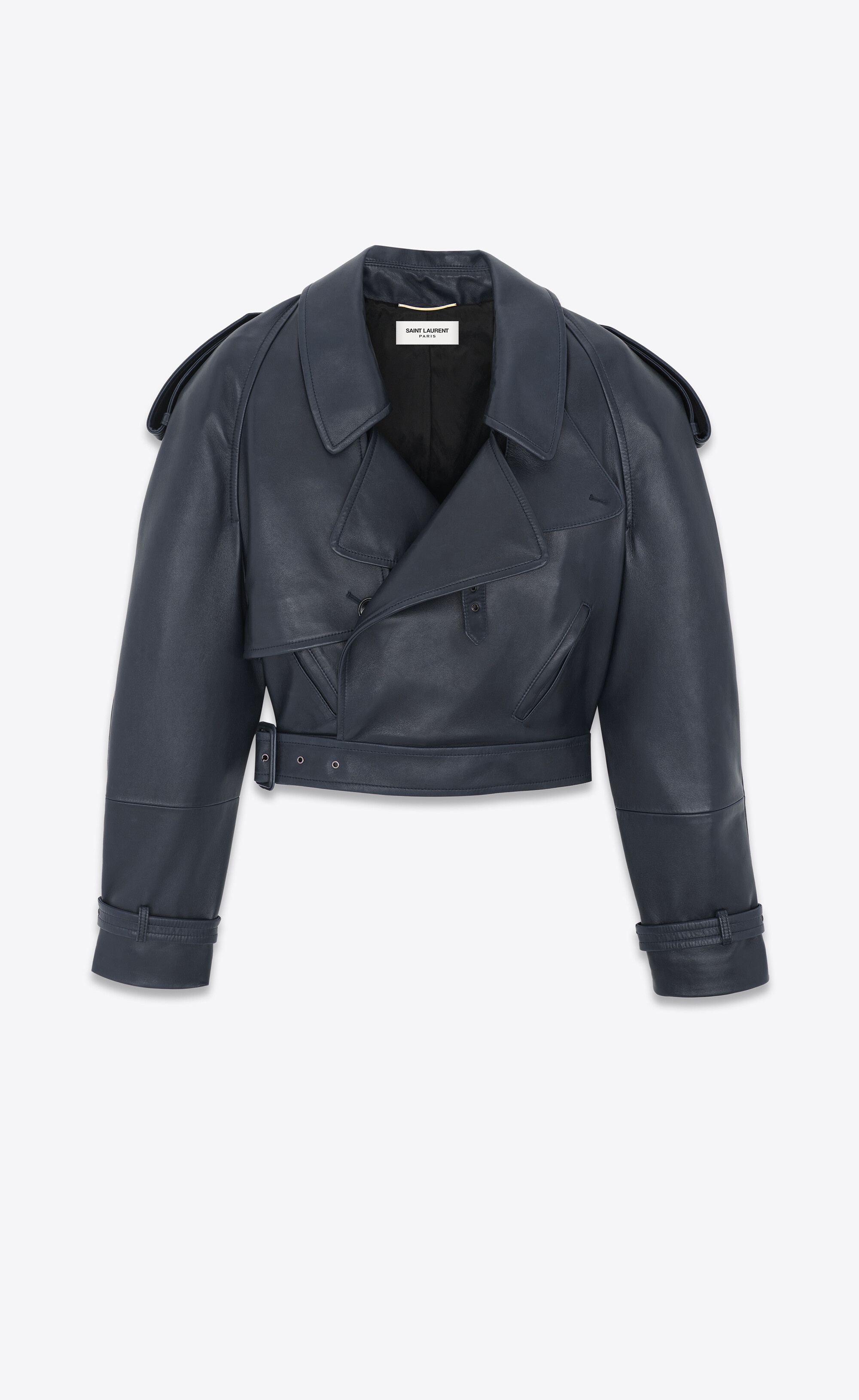 cropped trench in shiny lambskin - 1