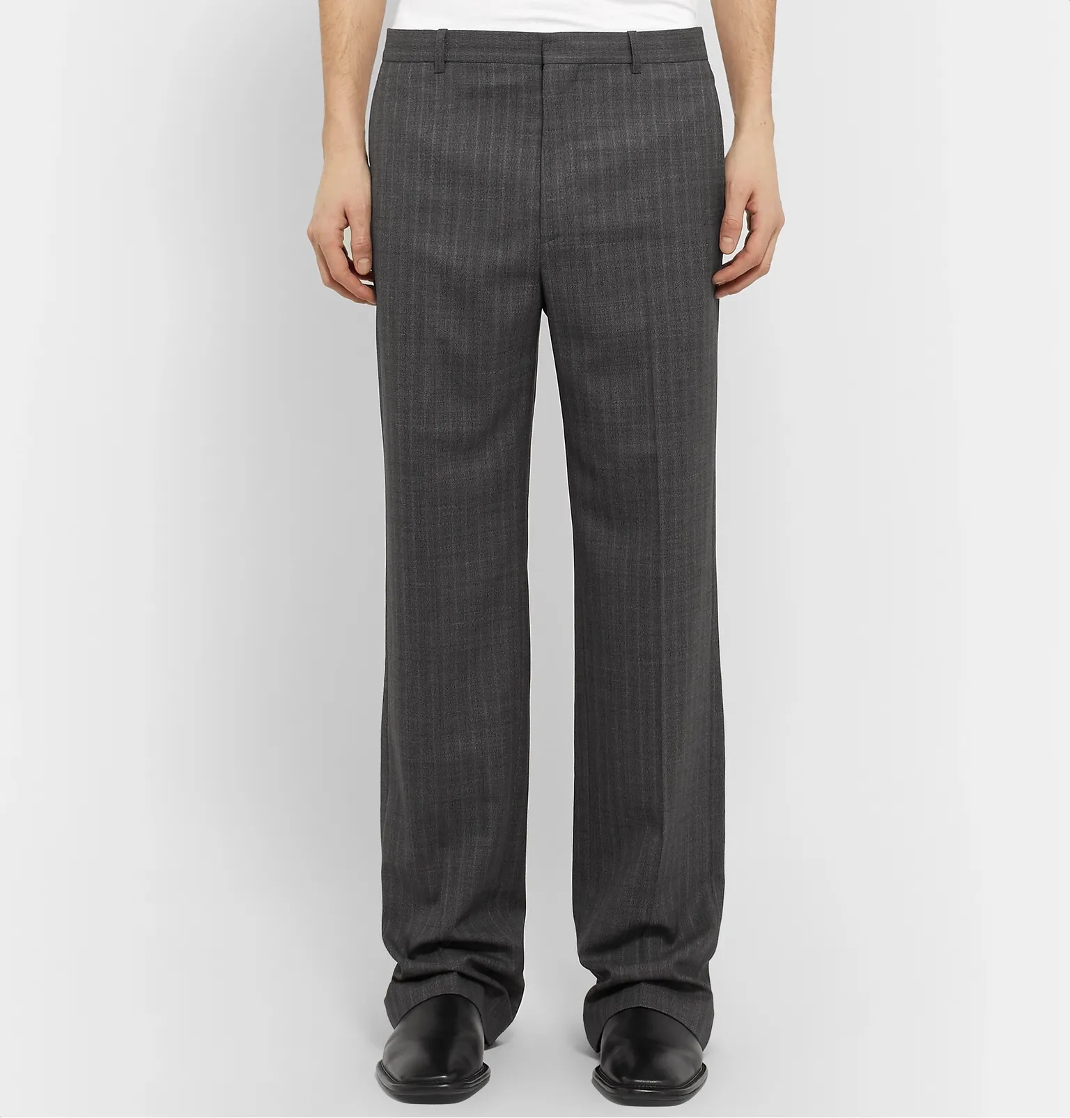 Wide-Leg Striped Virgin Wool Trousers - 4