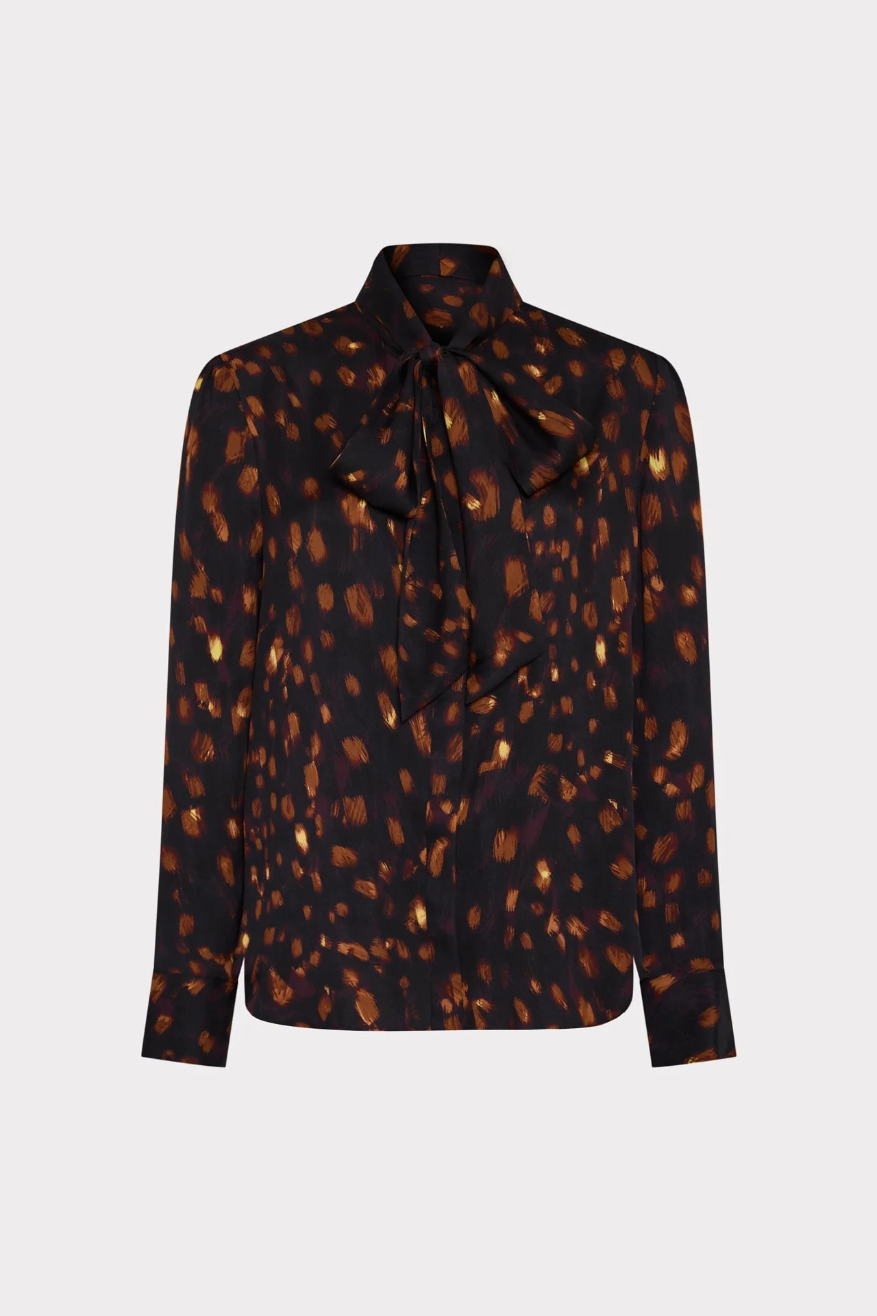 Printed Tie Neck Silk Blouse - 1