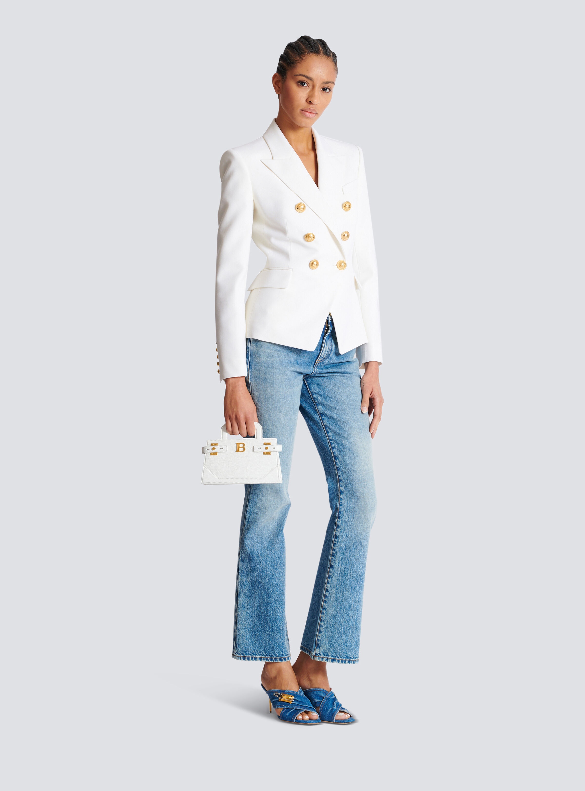 Small B-Buzz Top Handle bag in grained leather - 3