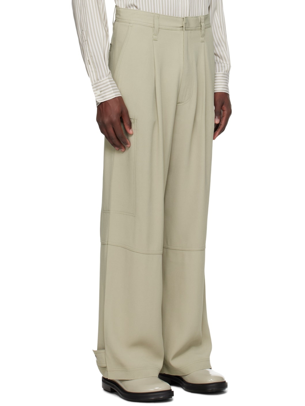 Green Pleated Cargo Pants - 2