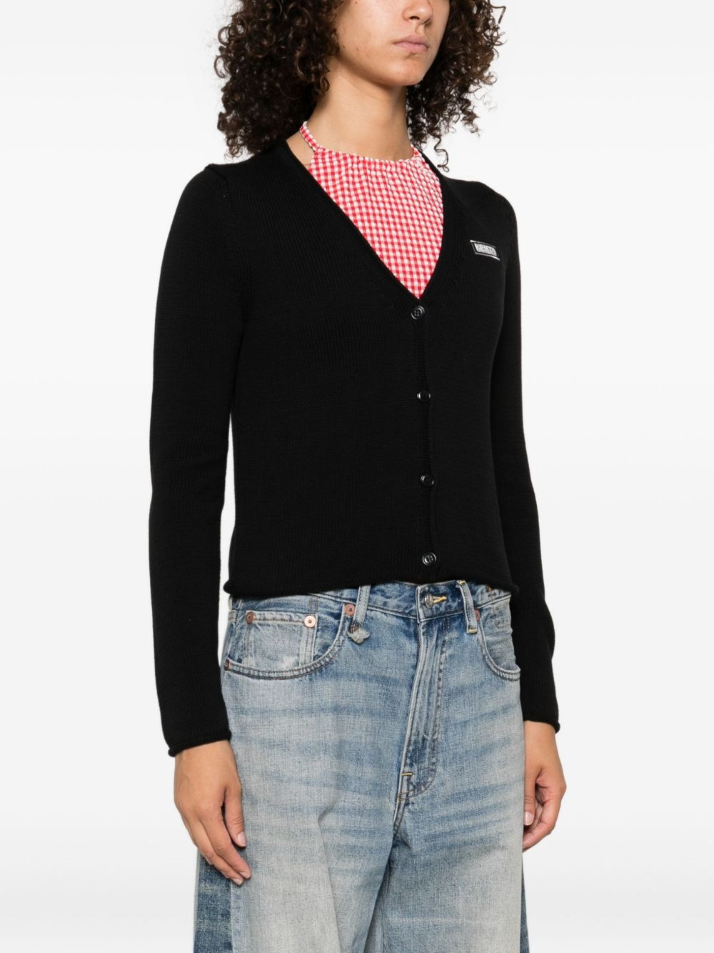 button-fastening logo cardigan - 3
