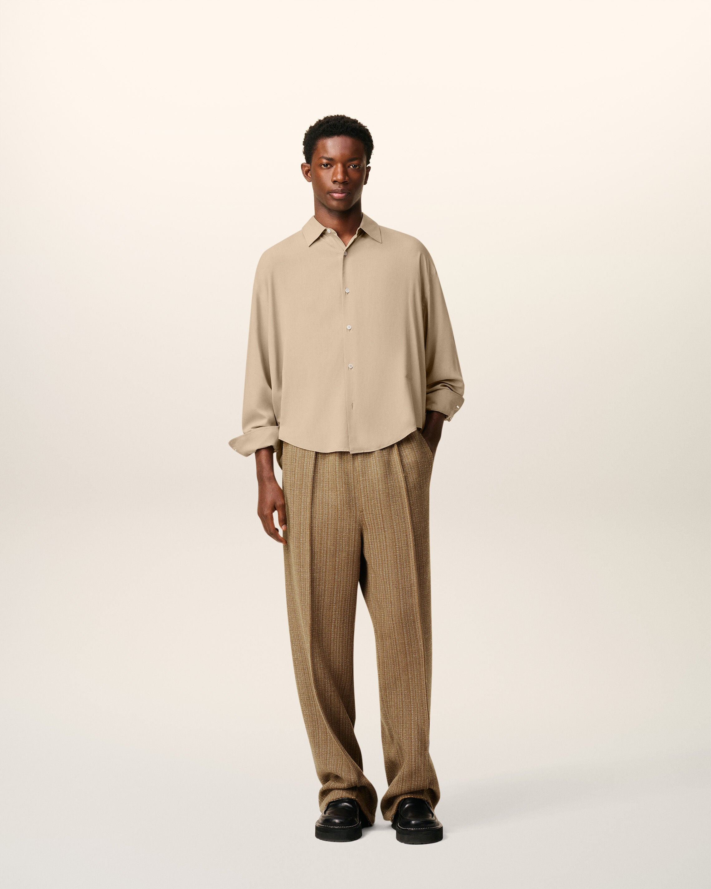 BEIGE AMI BOXY SHIRT - 2