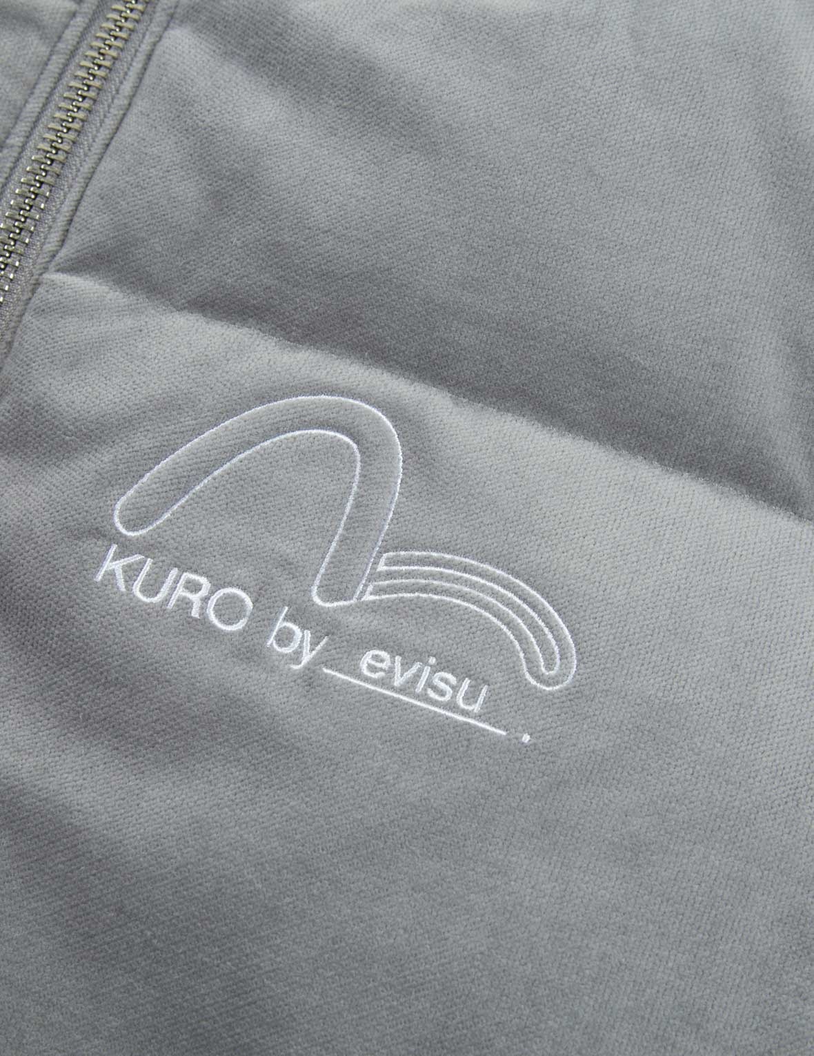 Seagull and Slogan Embroidered Velvet Down Jacket - 7